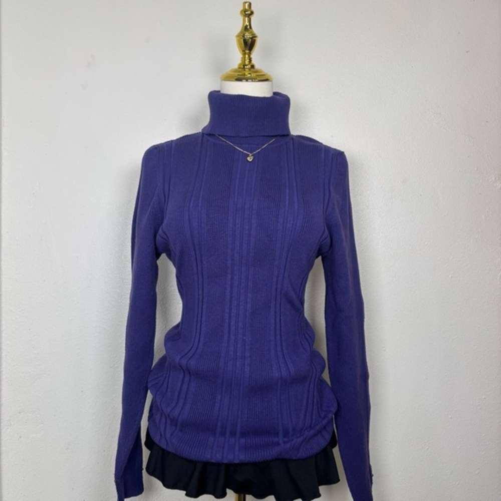 white‎ house black market purple ribbed turtleneck fall warm long sleeve sweater